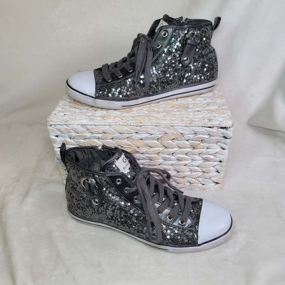 Y2K Whimsgoth Sequin Bling Black High Top Sneakers Rave Grunge Fairy Size 10